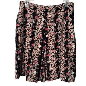Alfani Black,Gold and Red Midi A-Line Skirt -100%Silk Lining|Excellent Condition